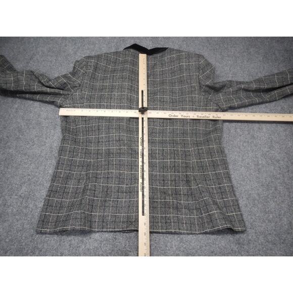 Tahari Arthur S Levine Blazer Jacket Womens Size 16 Gray Plaid 1 Button Collared - Picture 8 of 11